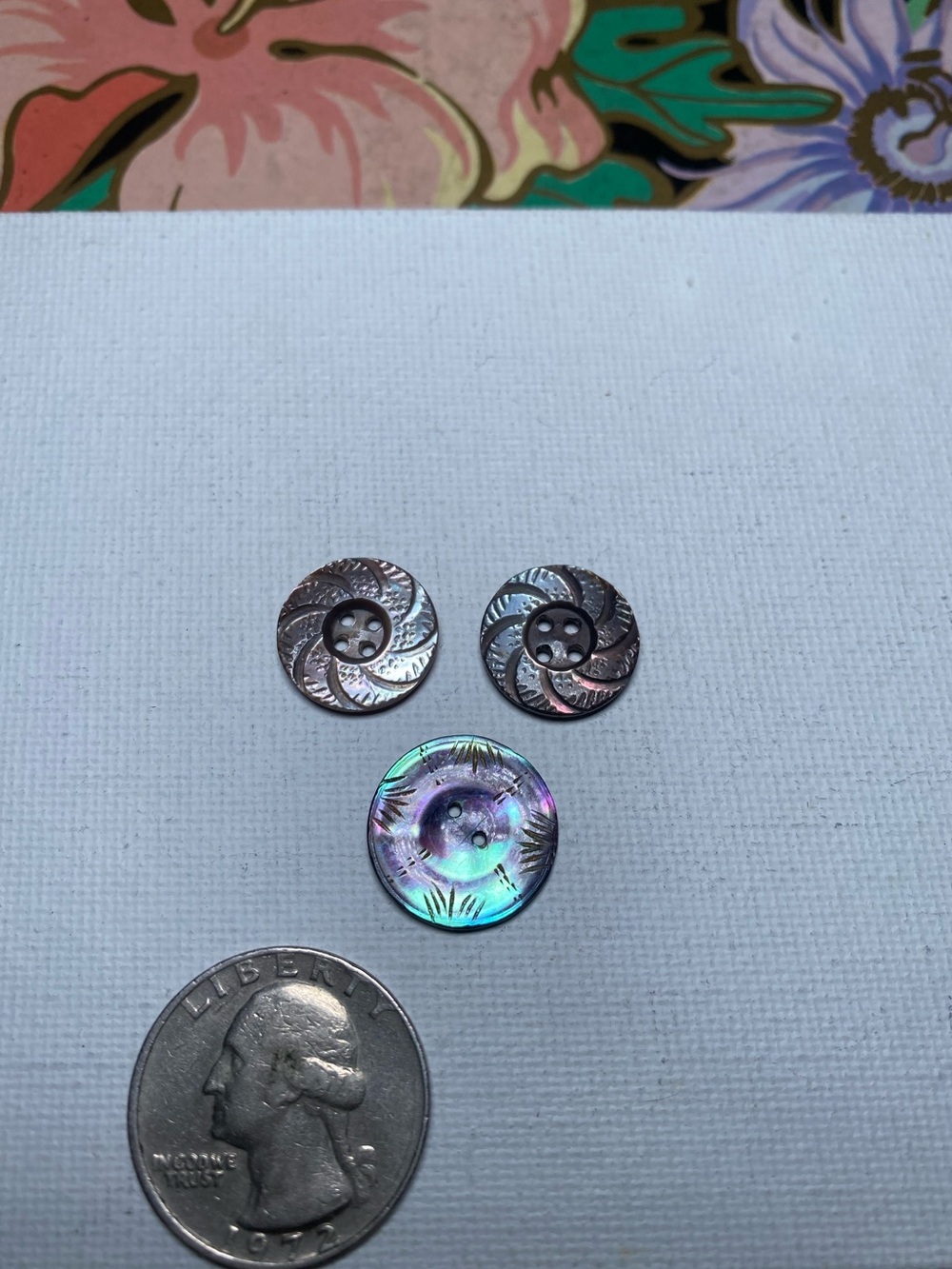 Antique Iridescent Buttons - Set of 3
